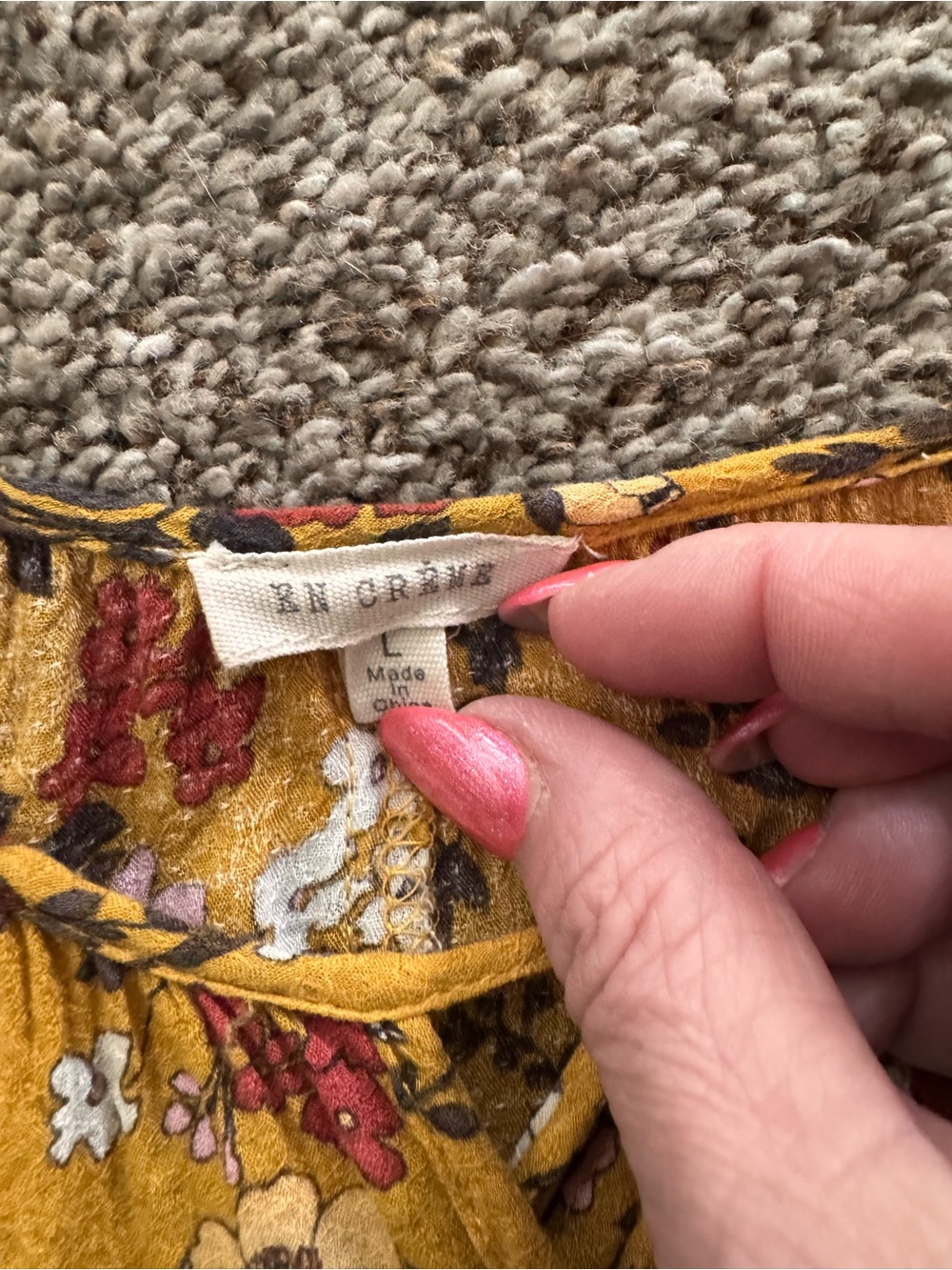 Mustard Yellow Floral Off-Shoulder Blouse - Picture 4 of 4